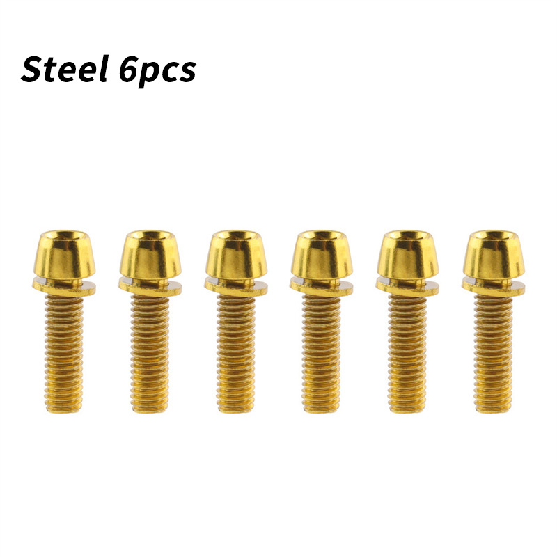 MUQZI 6 uds pernos de vástago M5x17mm tornillo de vástago de manillar de bicicleta con arandela MTB tornillo elevador de vástago de bicicleta de carretera: Gris oscuro