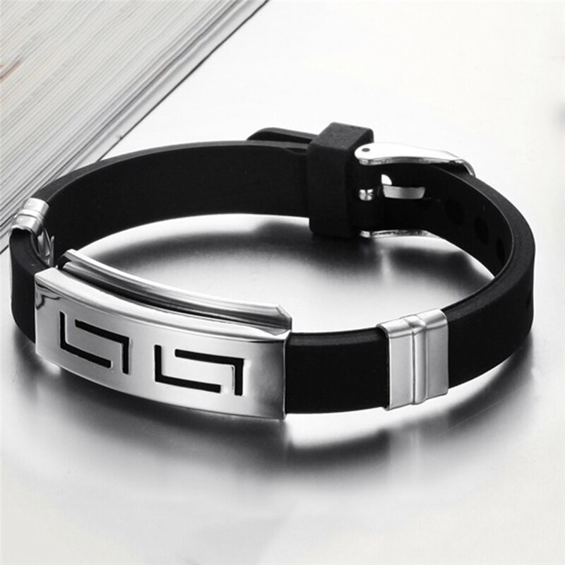 Explosion Schwarz Armbinde Männer Armbinde Punk Stil Neue Männer Armbänder Einfache Gummi Charme Pulsera hombre Armbänder Schmuck Neue