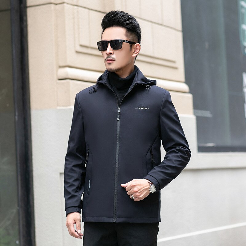 2022 nuovo marchio giacca uomo cerniera primavera autunno inverno casuale solido giacche con cappuccio moda uomo sottile in forma capispalla alta qualità: XL / marina militare