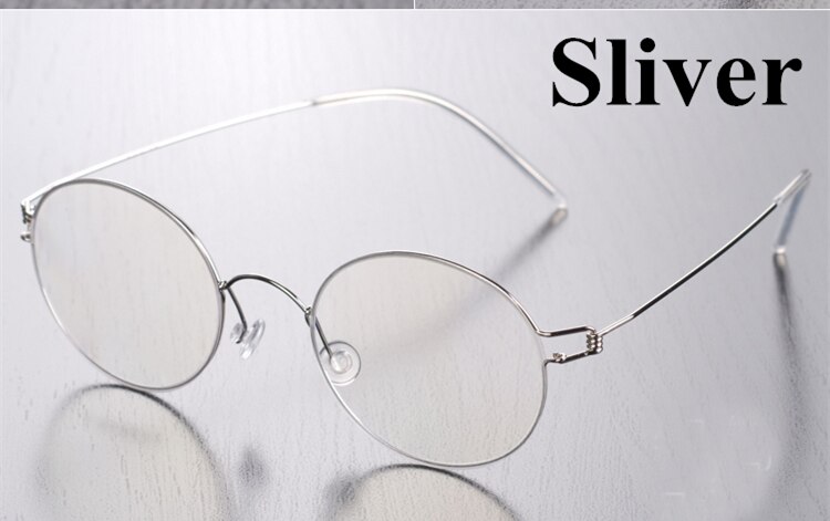 Ren titanium uden skrue letvægtsbriller mænd kvinder optiske briller retro rund brillestel med silikone næsepuder: Flis