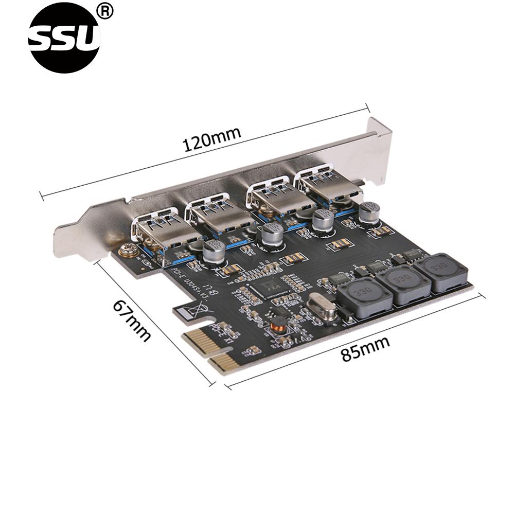 SSU U3V04S+ 4 Port USB 3.0 PCIe Expansion Card PCI Express USB Hub Adapter