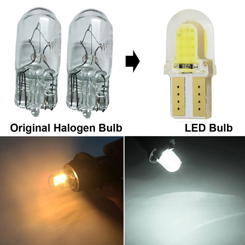 10x Auto Breedte Lamp T10 Deur Licht Wit Siliconen Shell 3W Cob Led Verlichting Voor Auto Instrument Lichten Deur licht Leeslamp 12V
