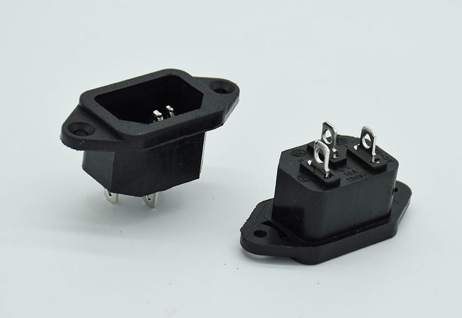 5 Pcs/lot IEC 320 C14 3Pins Male Plug Panel Power Inlet Sockets Connectors AC 250V 10A