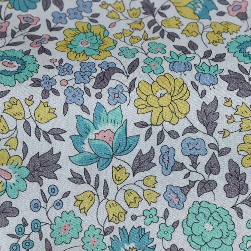Danjo Yellow Floral 100% Cotton 80S Like Liberty Fabric Digital Printed For Sewing Cloth Dress Skirt Kids Poplin Tela: Default Title