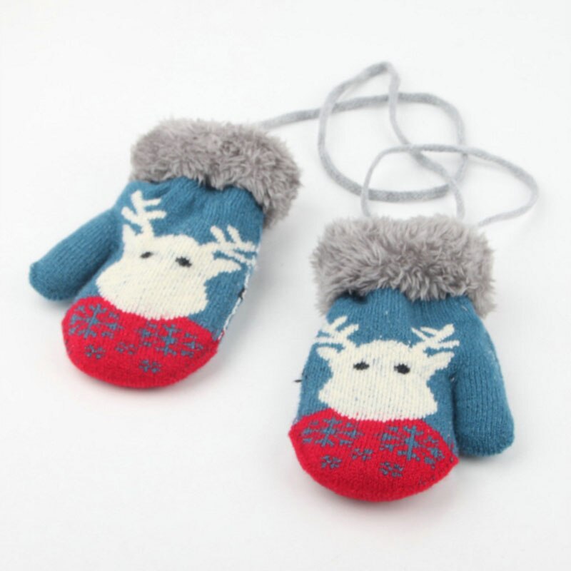 1 to 6 år gammelt barn baby dreng pige strik handsker vinter børn varme reb vanter vat solid christmas elg  st2