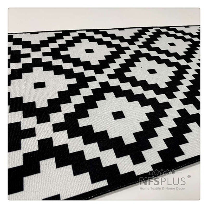 2 stk/sæt køkkentæppe gulvmåtte tæpper 40 x 60cm & 40 x 120cm polyesterfiber geometriske designs pvc prikker skridsikre dørmåtte dørmåtte
