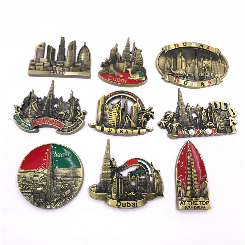 Dubai panoramic view metal refrigerator magnets Burj Al Arab Hotel alloy khalifa metal stickers travel souvenir