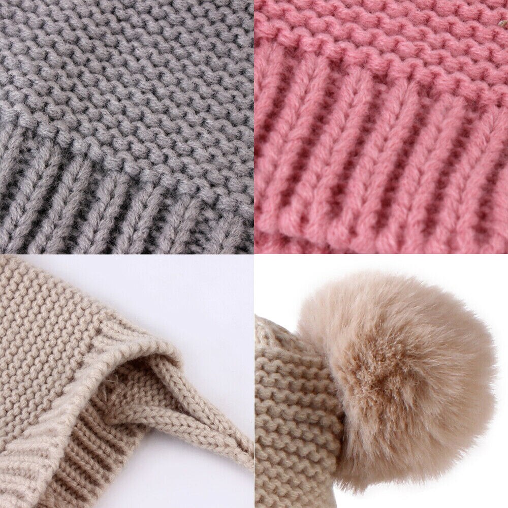 ¡Novedad de ! Accesorios para bebés, gorros de lana tejidos con cinta, gorros cálidos para el invierno para niños y niñas, gorros de lana tejidos con bola peluda