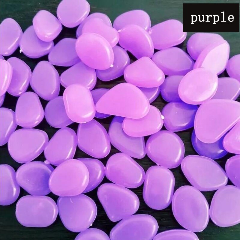 Piedra de guijarro que emite luz, 100 piezas, ornamento para paisajismo, piedra luminosa noctilucente, decoración para estanque de peces, acuario: Morado