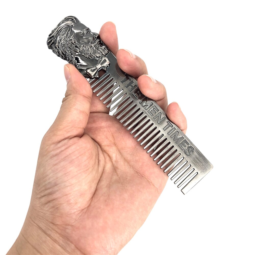 Plantilla para dar forma a la barba para hombre, peine de acero inoxidable, herramienta para recortar el pelo, de