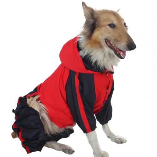 Pet Raincoat Hooded Breathable Waterproof Dog Four-legged Raincoat for Outdoor Dog Raincoat Jumpsuit Reflective Rain Coat: Red / XL