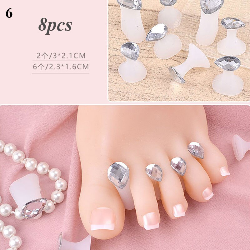 Silicone Thumb Protector Nail Care Nail Art 8 Pcs Teen Separator Manicure Daisy Bloem Crystal Diamond Comfortabele Pedicure Tool: plum
