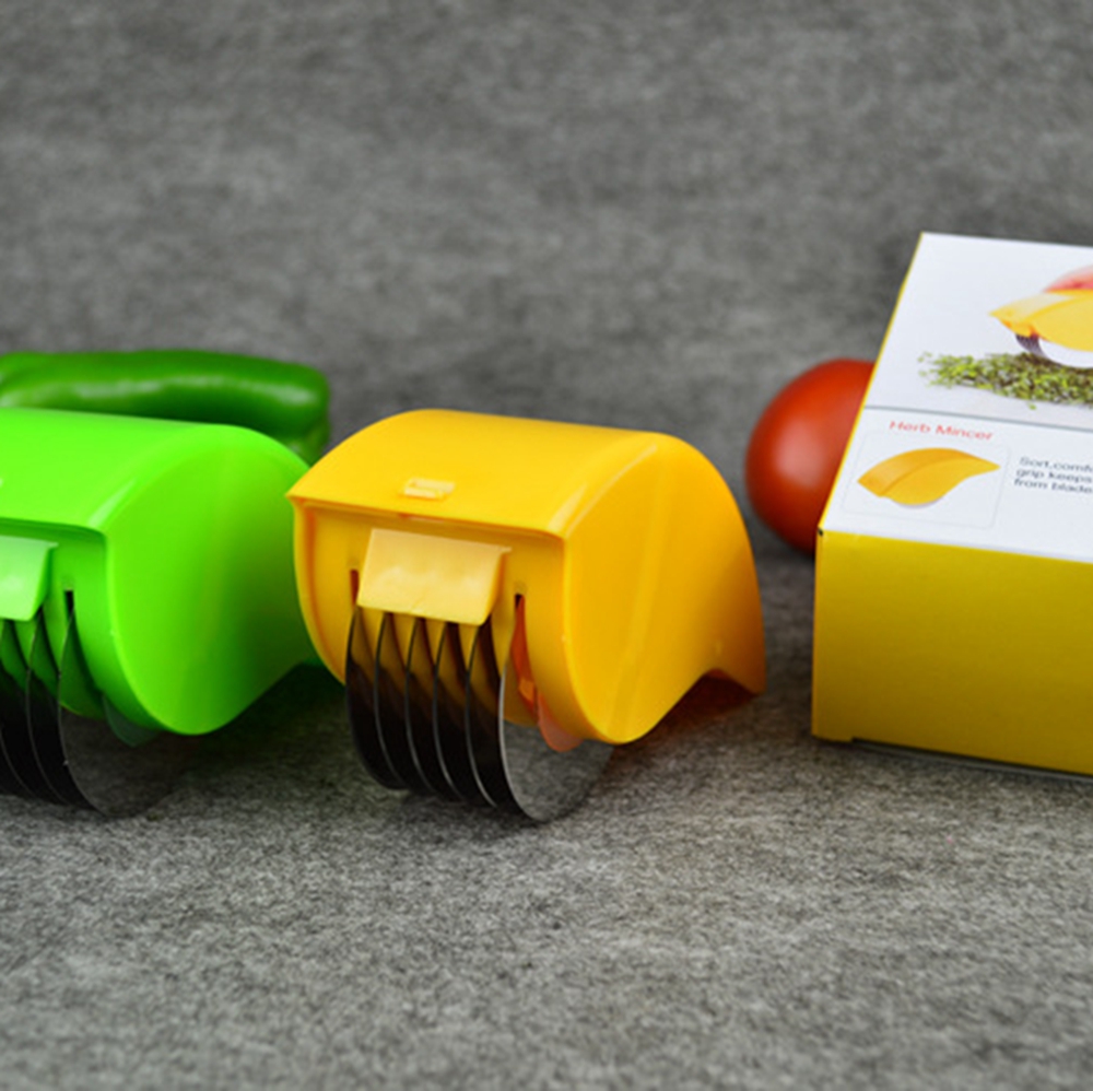 Herb Rolling Roll rollers Mincer Herbal Manual hand Scallion cut Cutter Slicers 6 Stainless Steel Blade Kitchen vegetable chop