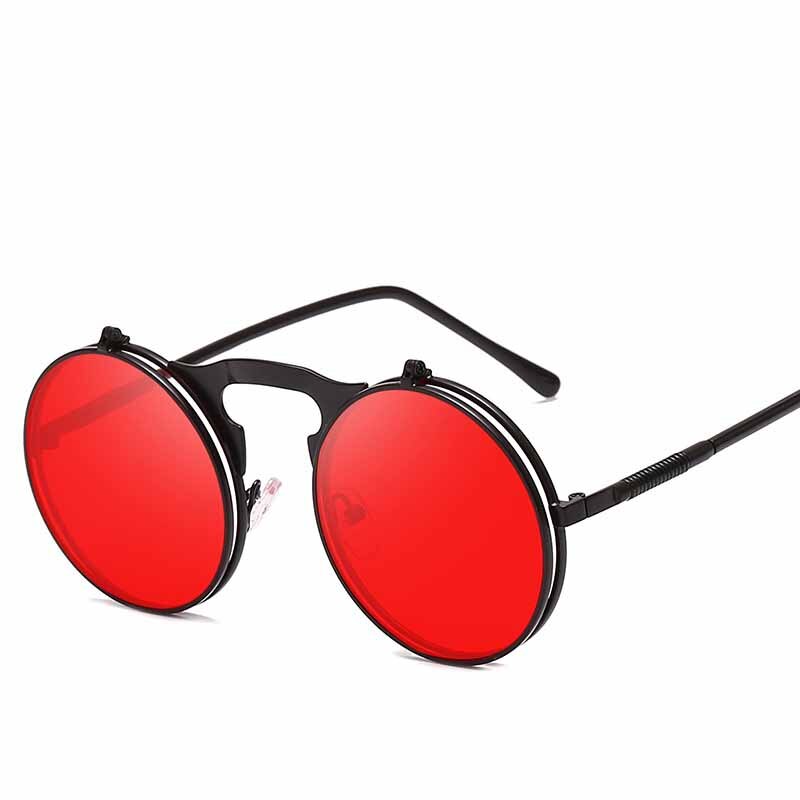 Klassiset miesten pyöreät käännettävät aurinkolasit steampunk naiset retro ympyrä pienikehys aurinkolasit silmälasit  uv400: 1