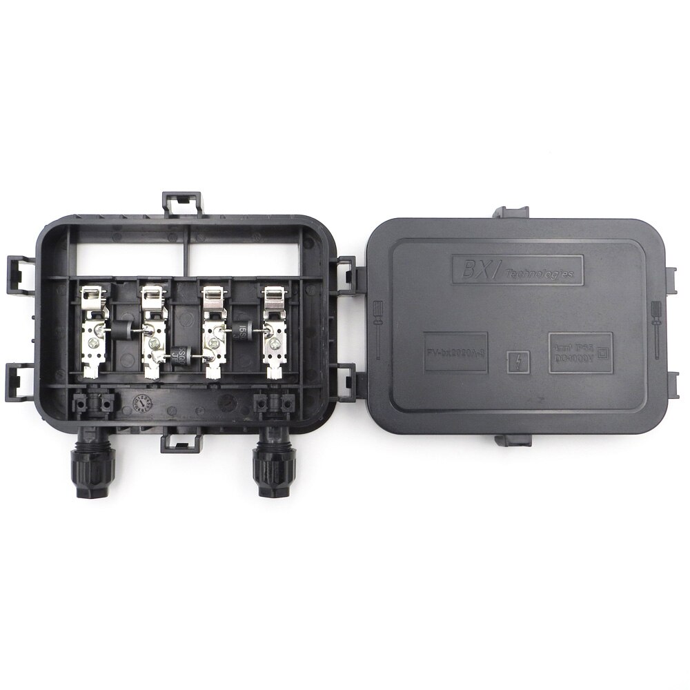 Solar Junction Box IP65 Photovoltaic Connecting Box with 3 Diodes Solar for Photovoltaic Solar Panel 200W - 250W: Default Title
