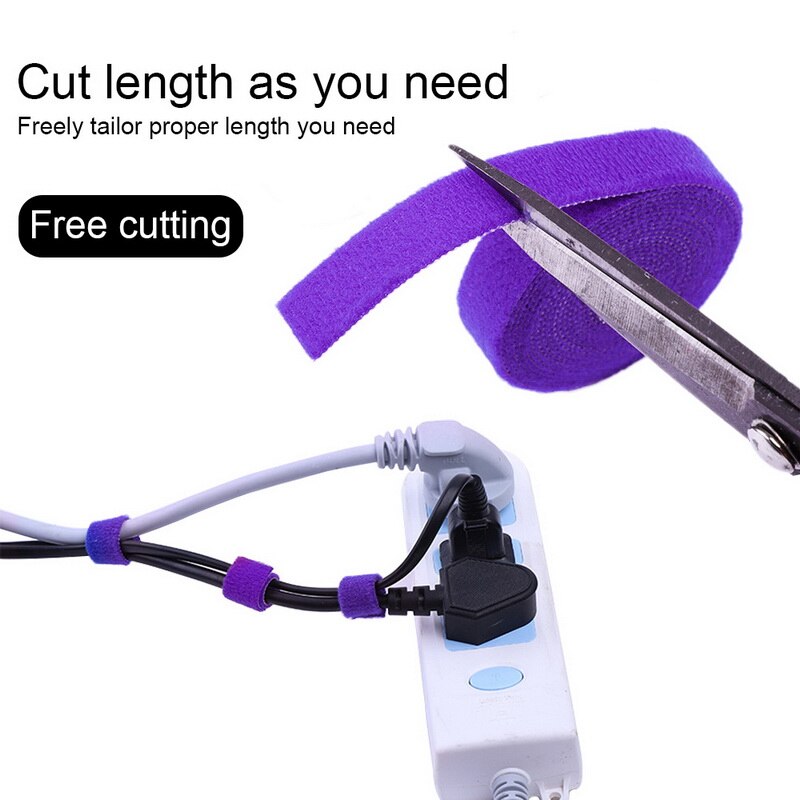 1pc Nylon Network Doublesided Back To Back Cable Organizer Tape For Desktop Computer Free Length Power Wire Home Office Storage