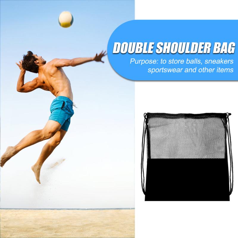 Multifunksjons svart basketball mesh poser bærbar fotball ball oppbevaringspose pose arrangør utendørs sports trening vesker