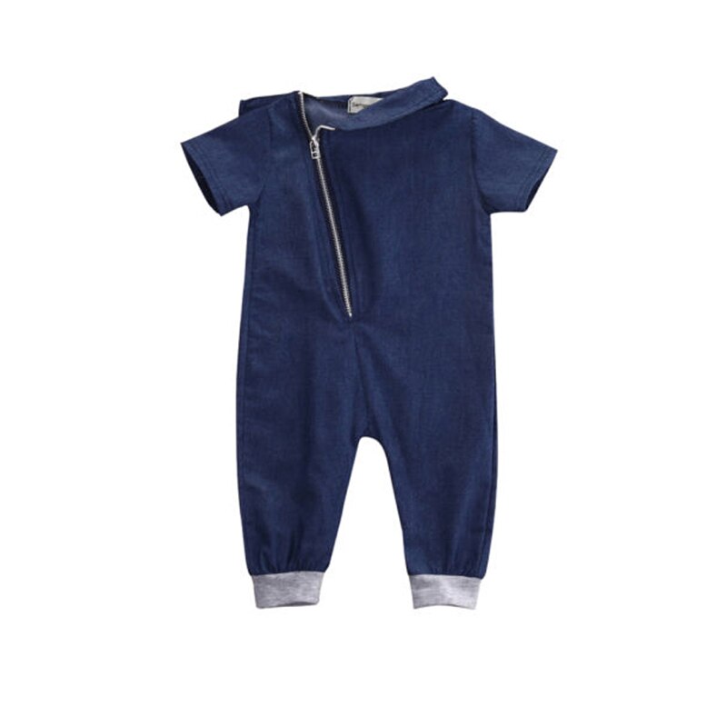 Vêtements d'été décontractés à la 0-24M | Vêtements d'été décontracté -né, bébés garçons, Denim manches courtes, fermeture éclair, combinaison bleu, combinaison