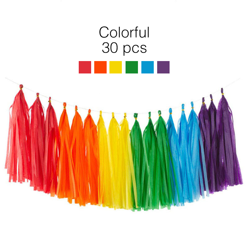 15-30 Uds. Conjuntos de guirnaldas de borlas de papel tisú Multicolor DIY Baby Shower aniversario de cumpleaños decoración de boda manualidades: Verde militar