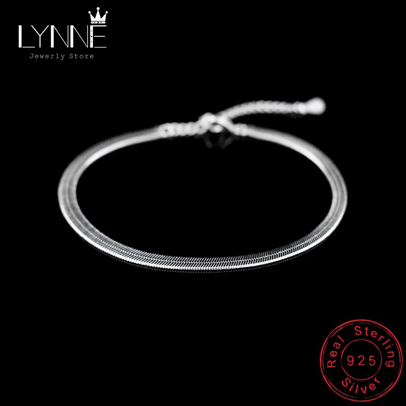 Anklet 925 Sterling Ladies Silver Anklets Bracelet Flat Snake Chain for Women Foot Jewelry Barefoot Sandals Anklets