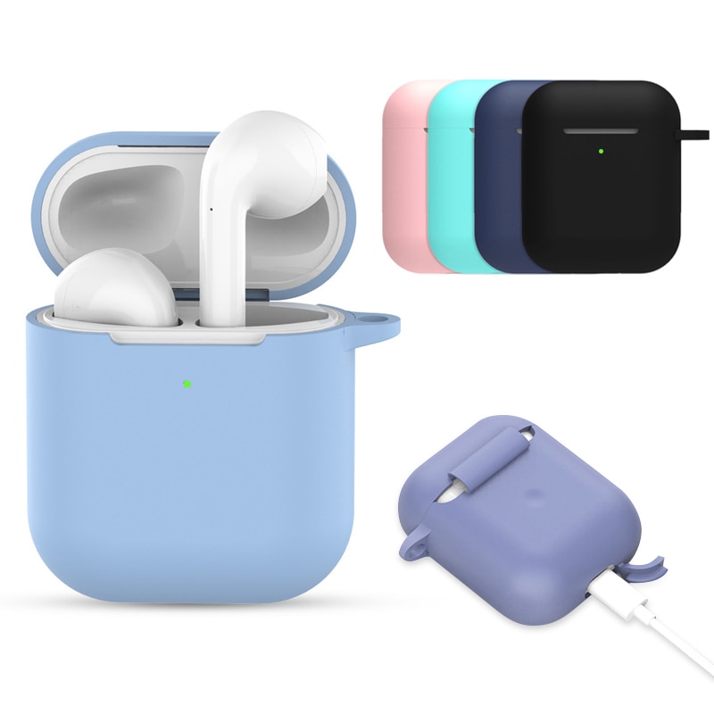 Silikonowe słuchawki etui na Airpods 2. Bezprzewodowe słuchawki pokrowiec ochronny na Apple Airpods2 Air Pods 2 etui z haczykiem