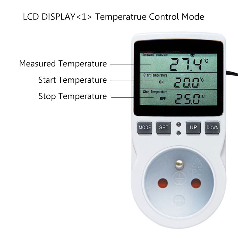 Multifunctionele thermostaat digitale temperatuurregelaar stopcontact met tijdschakelaar sensorsonde verwarming koeling 16a
