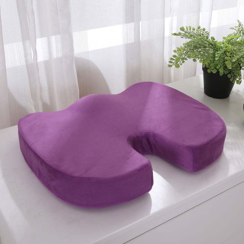 Orthopedic Booster Seat Cushion Memory Foam Chair Massage Pad Office Back-rest Pad Driver Pilot Headrest: Purple