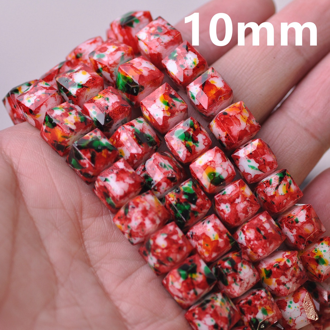Kleurrijke Bekleed Kubus Vierkant Geslepen 8Mm 10Mm Opaque Glas Losse Ambachten Kralen Lot Voor Sieraden Maken Diy craft Bevindingen