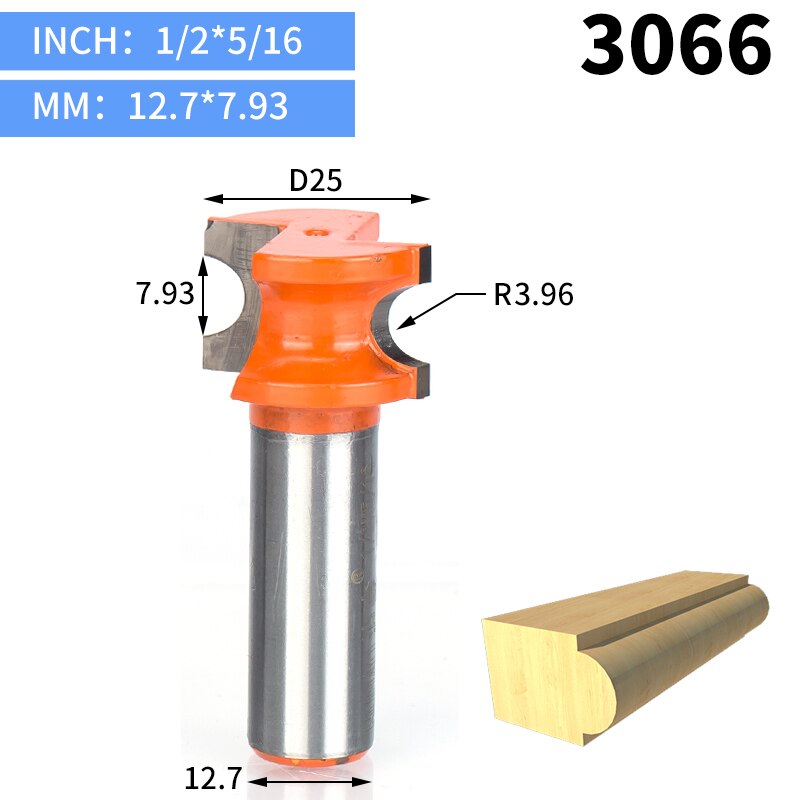 Huhao 1 stuks 1/2 " schacht halfronde bit 2 -snijder freesbits voor hout zonder lager houtbewerkingsgereedschap frees: 3066