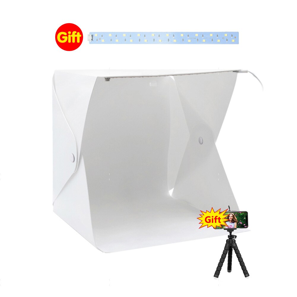 40X40X40 Knop Portable Photo Studio Light Box 2 Led Panelen 6 Kleur Achtergronden Mini Opvouwbare Foto schieten Fotografie Lightbox