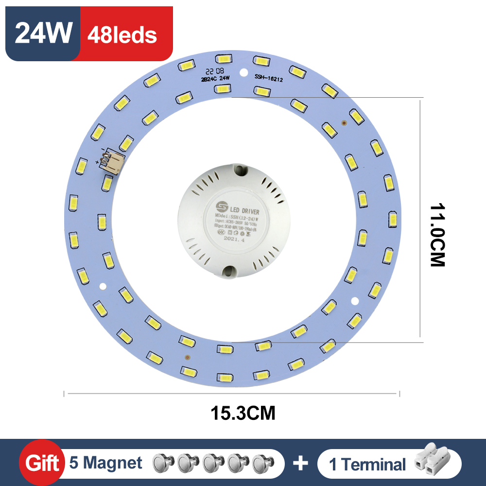 Módulo LED de 220V, Panel LED de anillo, 12W, 15W, 18W, 24W, 30W, 36W, 40W, 50W, Kit de luz LED de repuesto para luces de ventilador de techo: Rojo