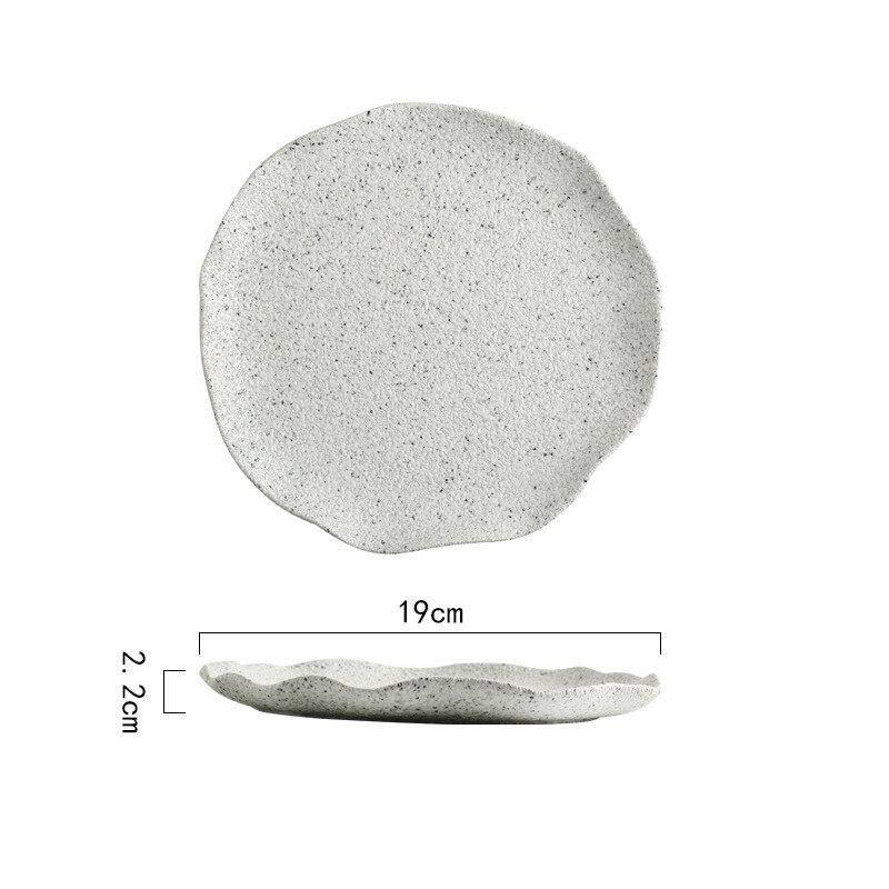 Nordic Granite Texture Ceramic Plate Dishes Irregular Western Food Dinner Plates Dessert Dish Soup Bowls Home Tableware: D-19x19x2.2cm
