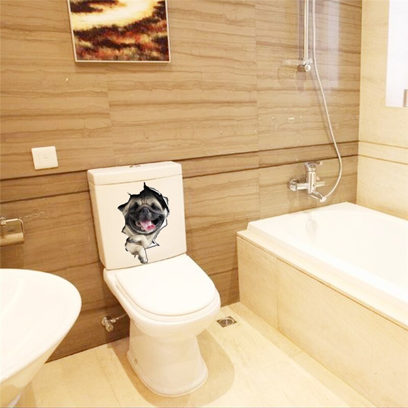 Nette Katze Hund Wc Aufkleber Dekoration Diy Lustige Karikatur Ebene Wc Wandbild Kunst lebendig 3d Kätzchen Welpen Safari Pvc Zauberstab Aufkleber: 4 14110