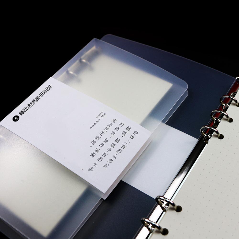 A5 A6 PP 6 Holes Transparent Color Plastic Notebook Cover Case Loose Leaf Ring Binder Inner Pages Diary Planner Cover