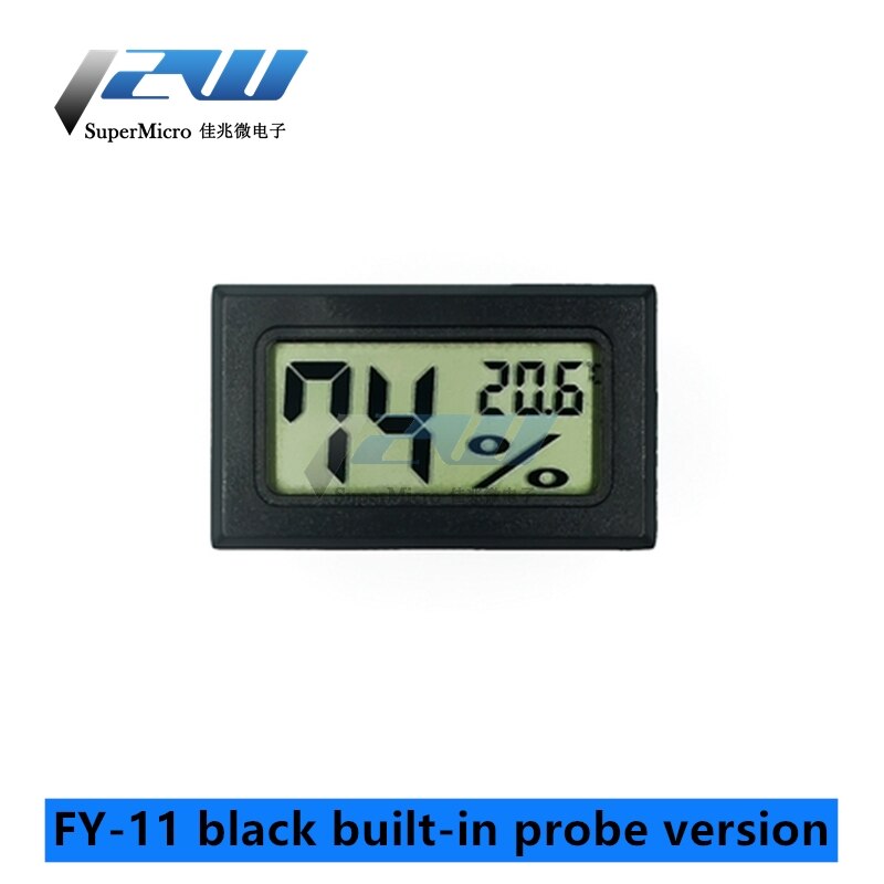 Lcd Digitale Thermometer Hygrometer Temperatuur-vochtigheidsmeter Met Voertuig Probe Reptiel Terrarium Aquarium Koeler: FY-11 black