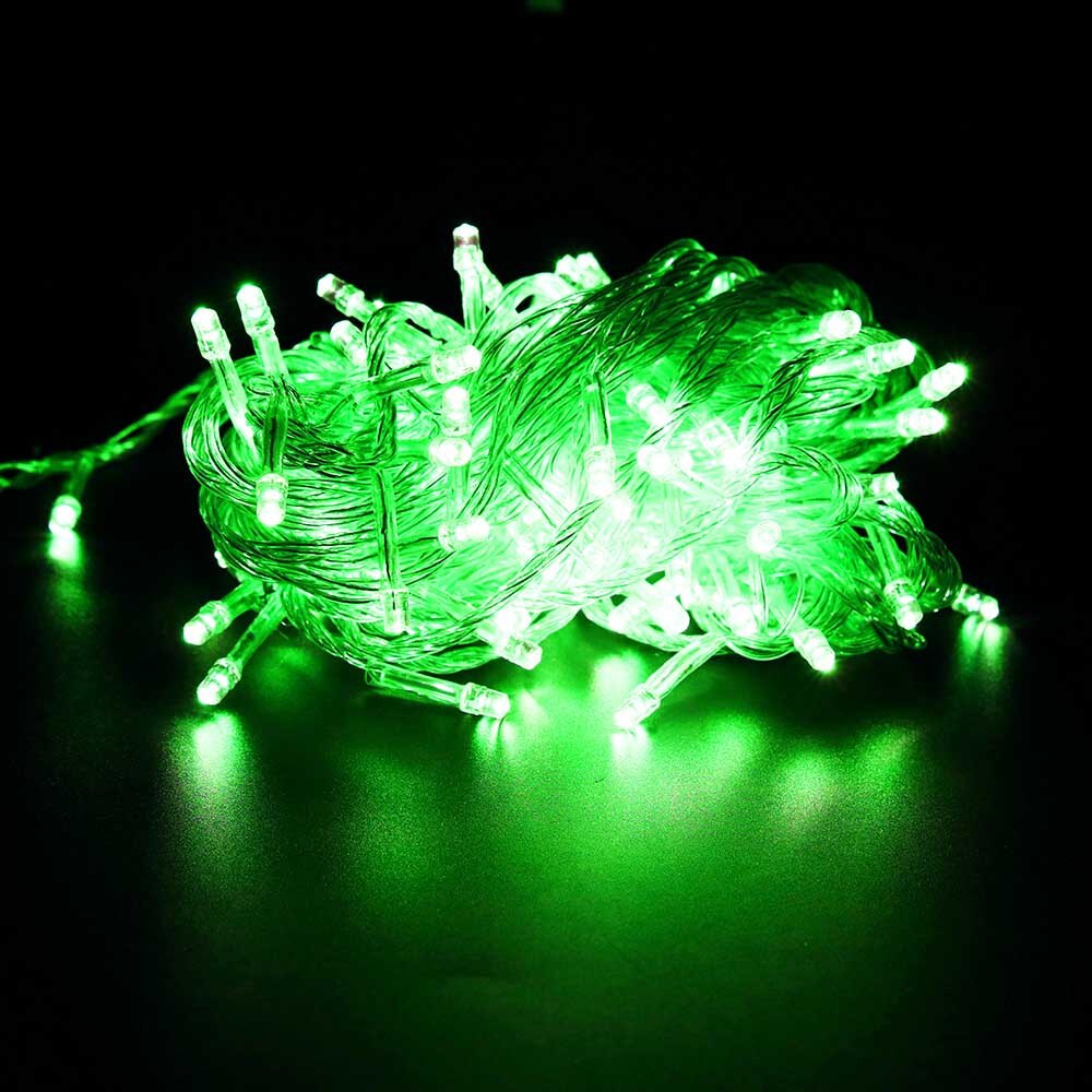 10Meter Led String lights 100Leds with Controller for Christmas tree House courtyard Party Garden Decor 110V/220V Q: Green / 220V EU Plug