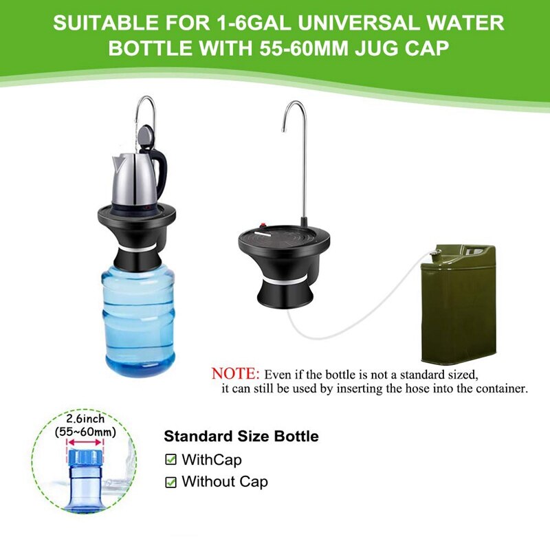 Water Bottle Dispenser Pump Automatic Electric Drinking Water Jug Pump for 1-5 Gallon Bottle Usb Rechargeable Li-Ion Ultra-Hygie