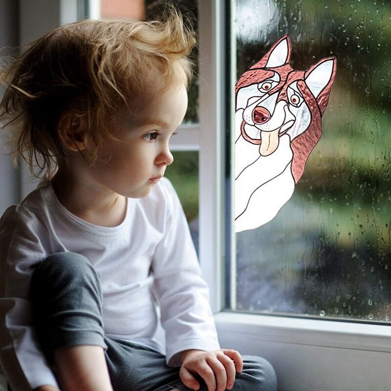 3Pcs Window Wall Stickers Funny Cute Pet Dog Stickers, Personality Interest Pet Stickers Modern Art PVC