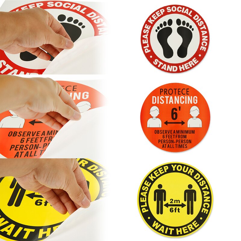 10pcs Social Distancing Sticker Notice Keep Distance PVC Non Slip Self Adhesive Safety Sign Subway Station Supermarket School