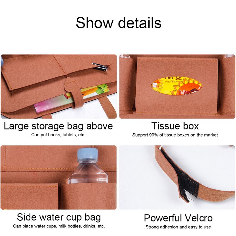 Organizador Universal para almacenaje para asiento trasero de coche, bolsa de almacenamiento de fieltro elástico para maletero, organizador con 6 bolsillos, accesorios para coche colgantes, 1 ud.