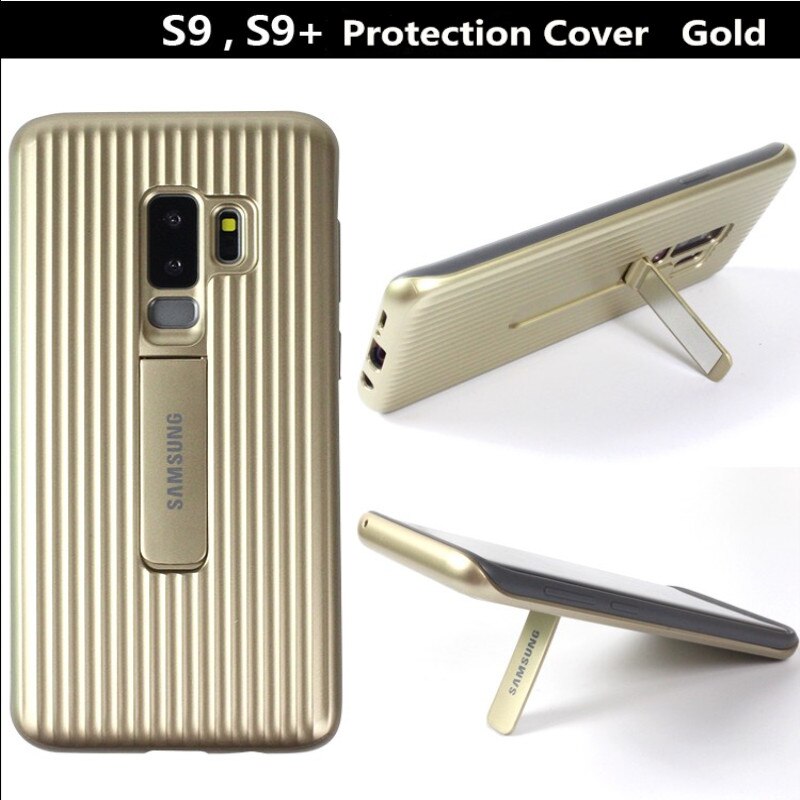 Heavy Duty Shockproof Stand Phone Protective Case for Samsung Galaxy S9 S9Plus S9+ Holster Plastic Hard Cover W/ Soft Tpu Frame: Galaxy S9 / Gold