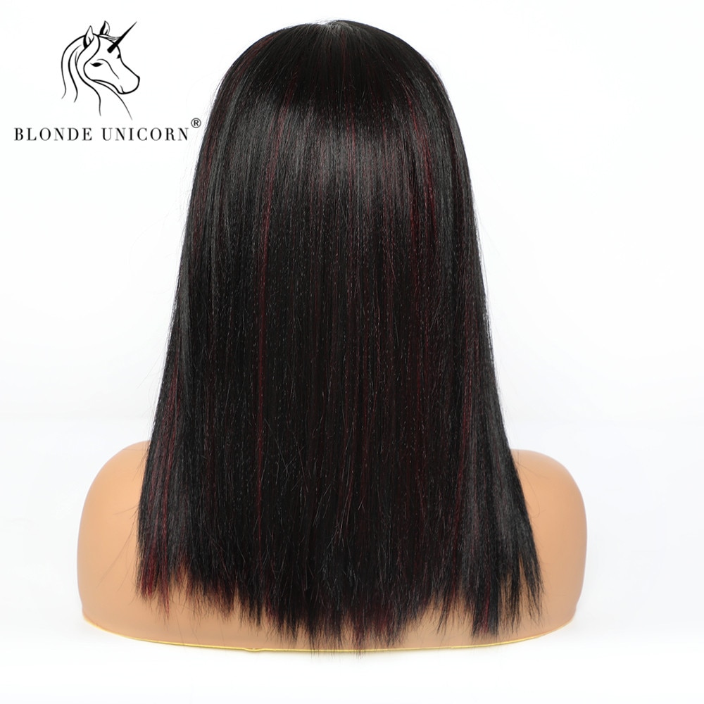 Blonde Unicorn Medium Long Front Lace Synthetic Wigs Black Brown with Highlight Wig for Black White Women Wedding Lace Hair
