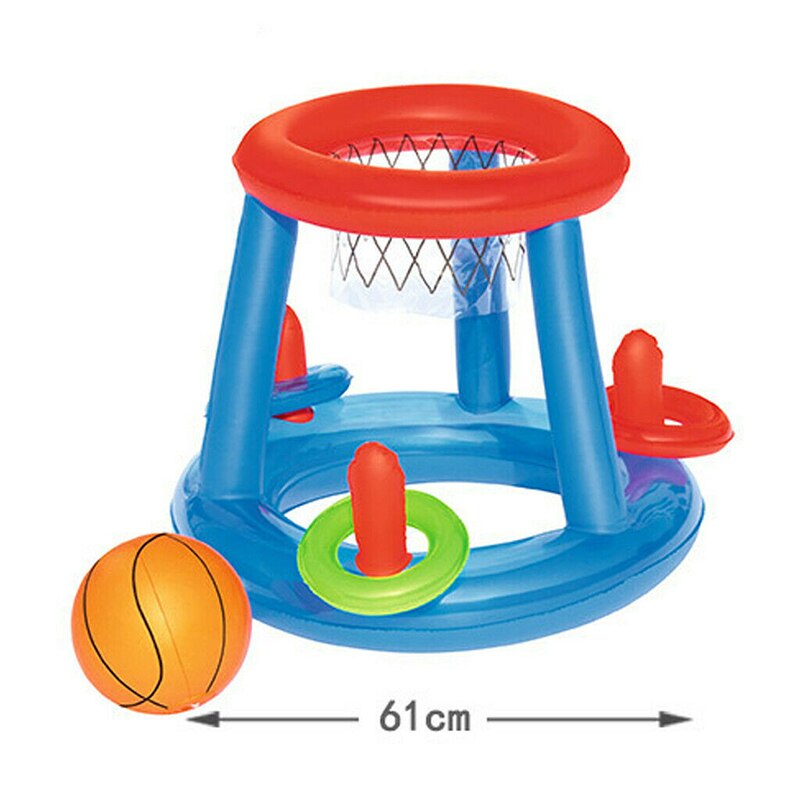 Childrens Inflatable Floating BasketBall Hoop Ring Toss Game Lightweight Swimming Pool Toy Water Play Equipment for Kids