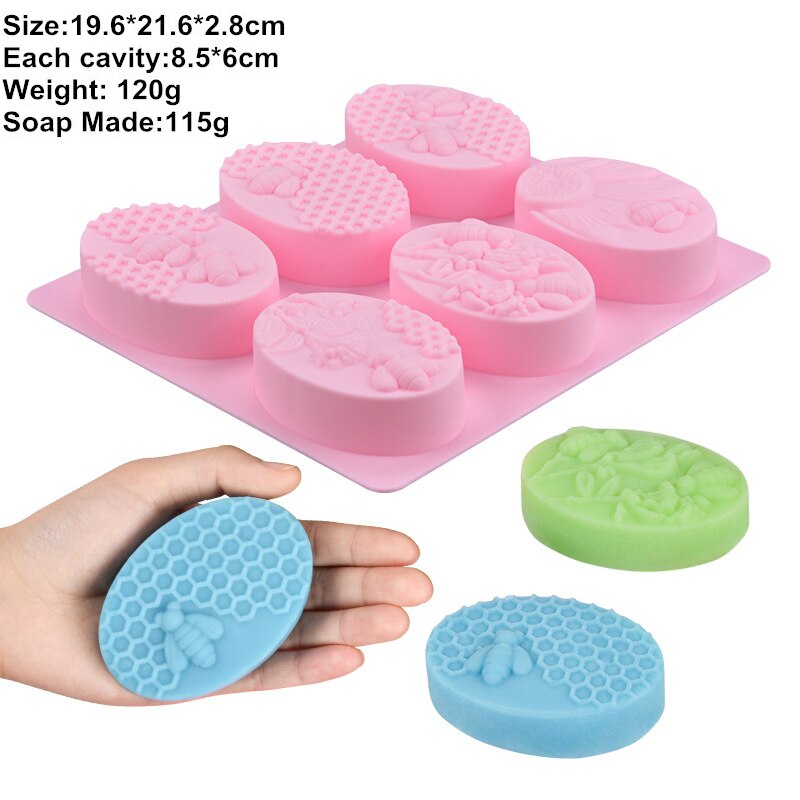 15 Shapes Silicone Soap Molds 3D Handmade Soap Making Resin Clay Candle Chocolate Jelly Ice Tubes Moulds Fondant Cake Decorating: oval bee