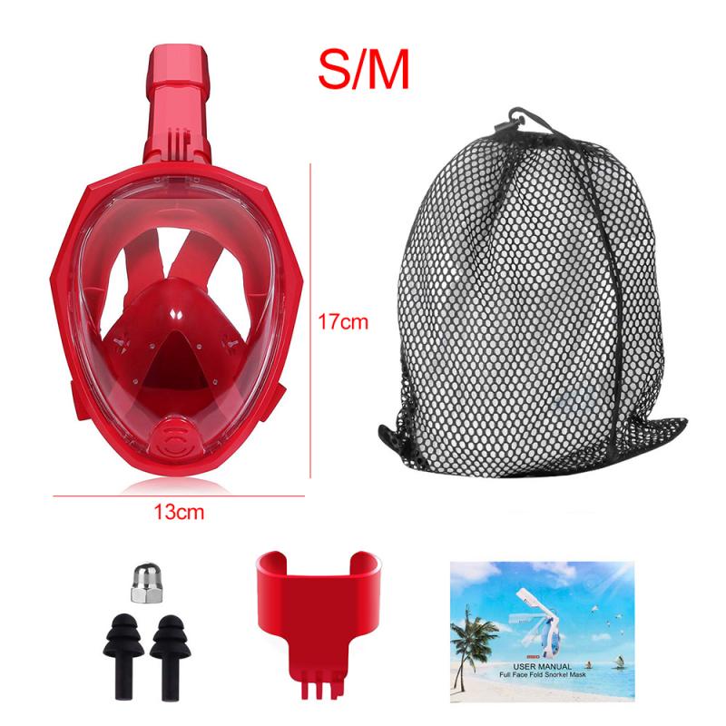 Full Face Diving Mask 180 Viewing Area Seaview Snorkel Mask Panoramic Diving Set Underwater Anti Fog For Swimming: SM Red