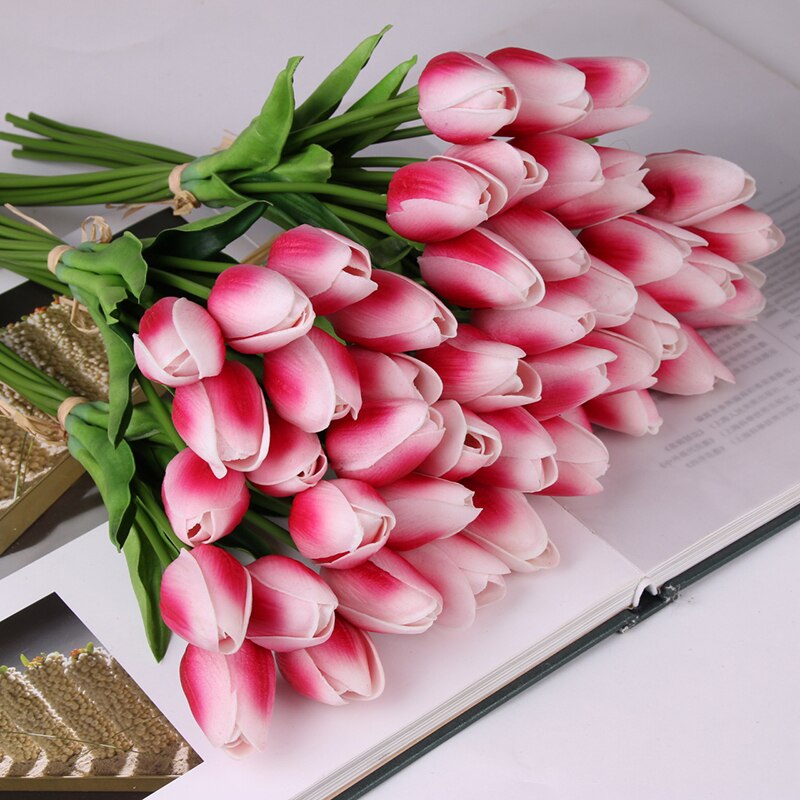 10 stk tulipan kunstig blomst lateks ekte berøringe brudebukett hjem dekorere dekorere kunstige blomster bukett ekte berøringe
