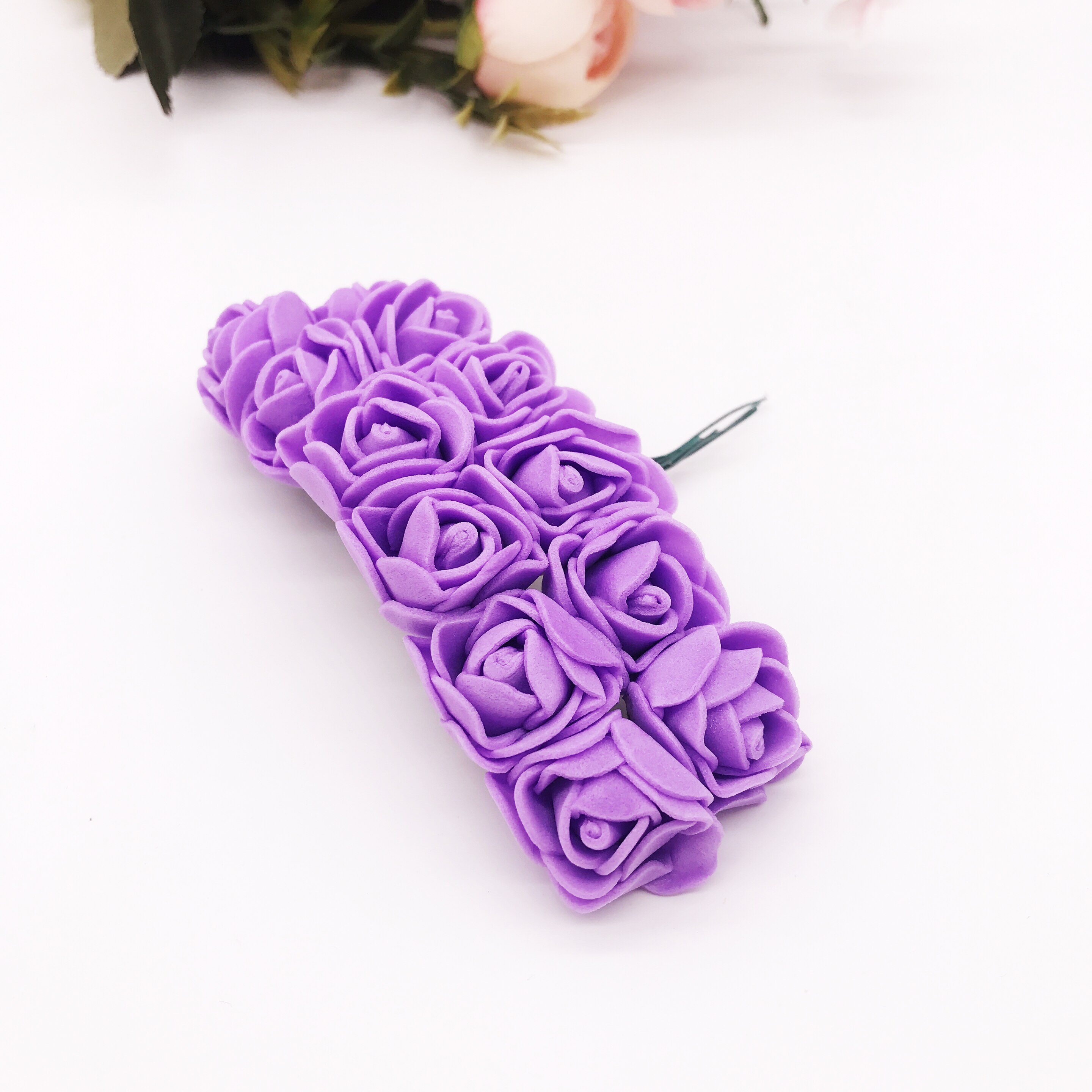 144 stykker billige kunstige blomster mini skum bamse med roser buket vase til boligindretning bryllup dekorativ blomsterkrans