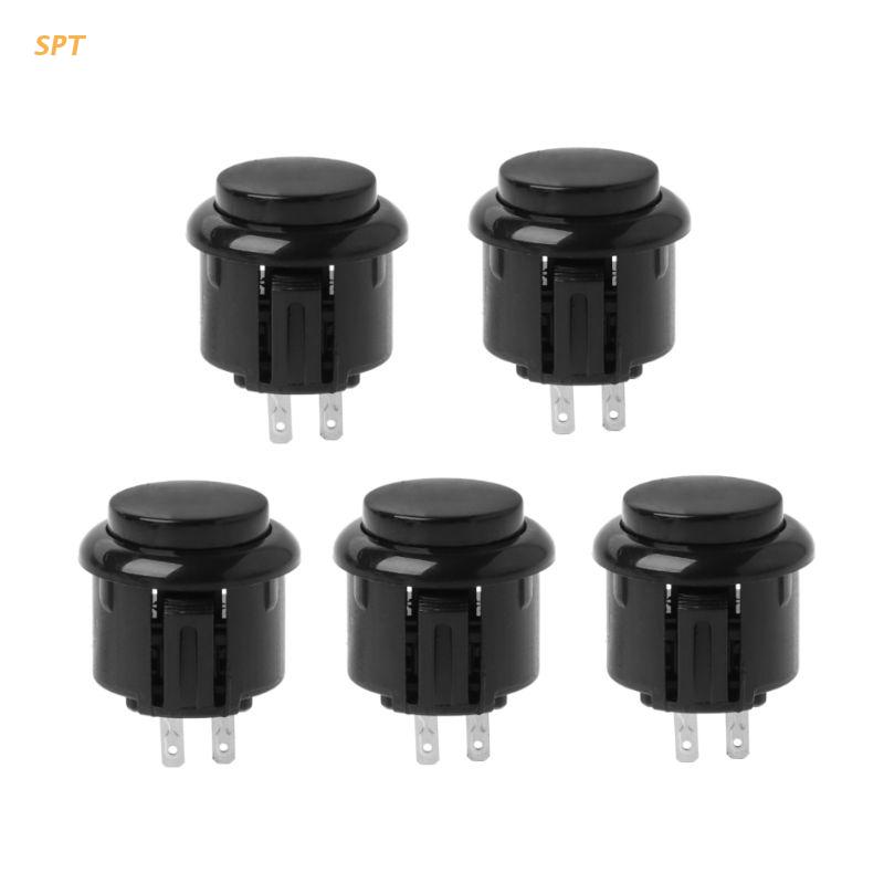 5Pcs 24Mm Arcade Game Ronde Knop Ingebouwde Kleine Micro Schakelaar Voor Jamma Mame Xx: Black