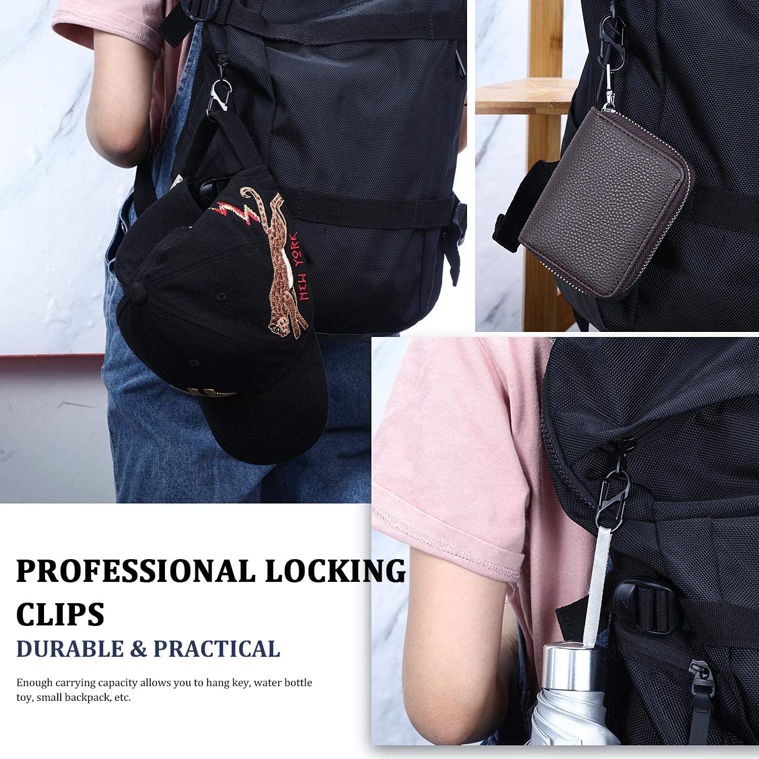 10Pcs S Shape Metal Buckle Dual Spring Keychain Clip 2 Opening Snap Hook Durable Clip Key Chain Hook for Camping Fishing Hiking