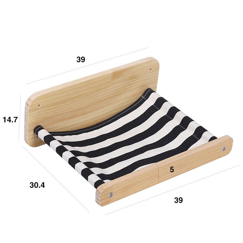 Solid wood cat climbing frame cat wall hanging cat nest cat springboard Plush cat hammock cat toy whale graphics on the wall